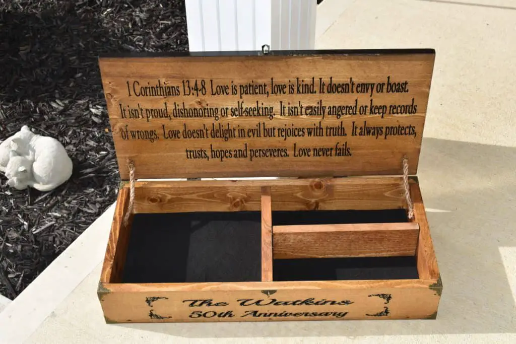 Woodworking By LPI - Custom Anniversary Memory Box Open