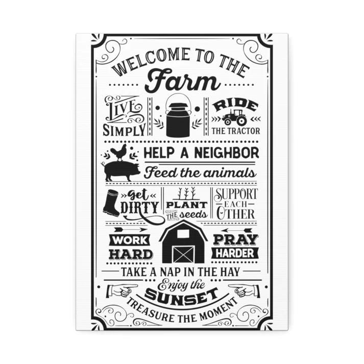 Farmhouse Wall Art - Canvas Sign - Welcome To The Farm