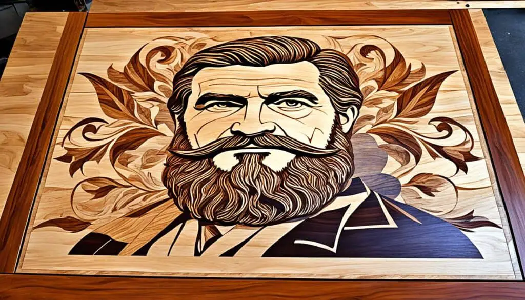 marquetry self-portraits